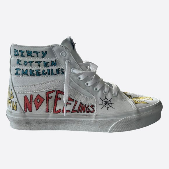 Enfants Riches Deprimes Vans White Hand Painted Sk8 Hi Sneakers - Picture 1 of 8